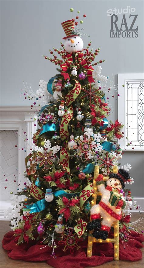 60 Gorgeously Decorated Christmas Trees From Raz Imports Snowman