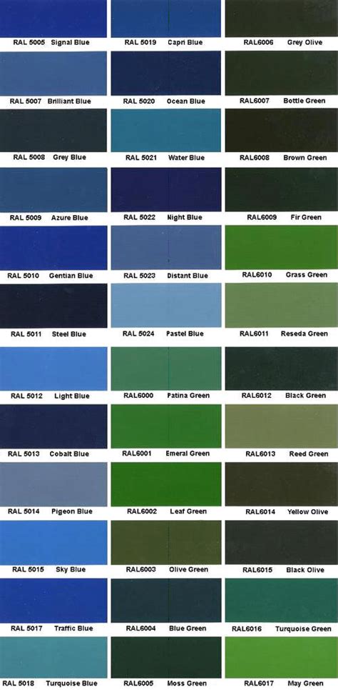 Ral Color Chart Ral Colour Chart