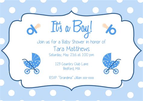 Boy Baby Shower Party Invitation Template Its A
