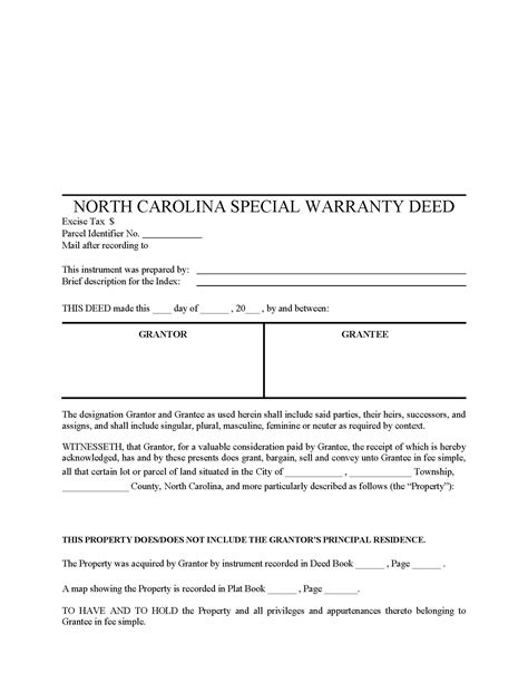 North Carolina Special Warranty Deed Form Deed Forms Deed Forms