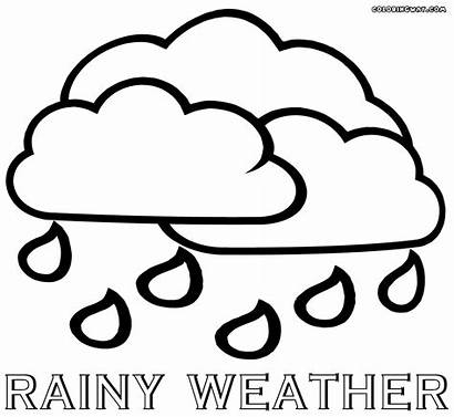 Weather Coloring Cloudy Pages Rainy Sheet Printable