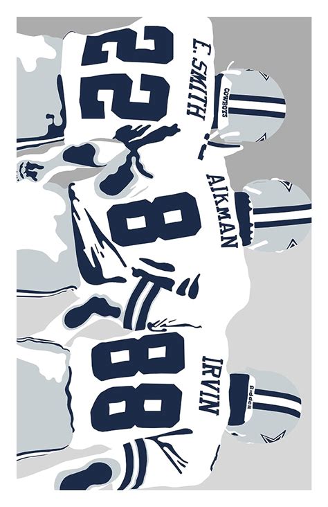 Dallas Cowboys Smith Aikman Irvin Portrait Sports Print Art 17x11