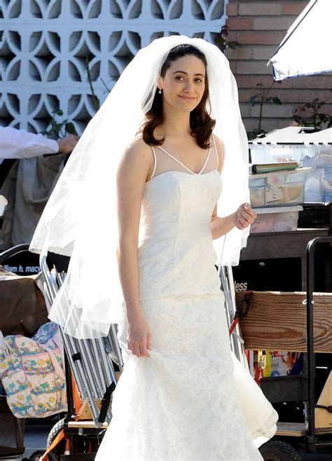 Engaged Emmy Rossum Wearing Wedding Dress Glamour