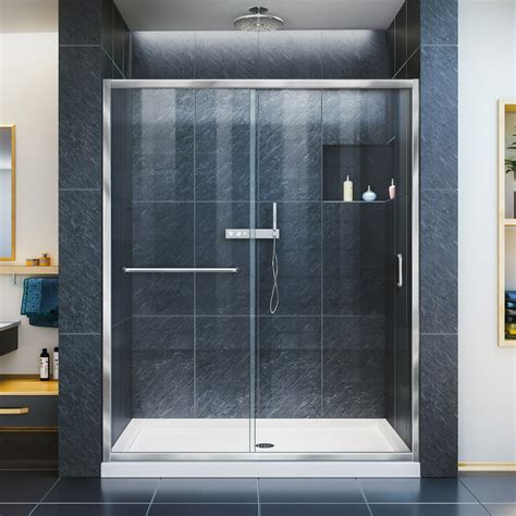 Dreamline Infinity Z 56 60 In W X 72 In H Semi Frameless Sliding Shower Door Clear Glass In