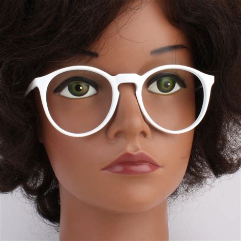 White Round Glasses Frames Vintage Solid White Eyeglasses Etsy Uk