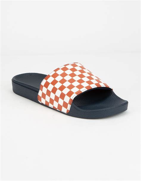 Vans Synthetic Slide-on Checkerboard Burnt Brick Mens ...