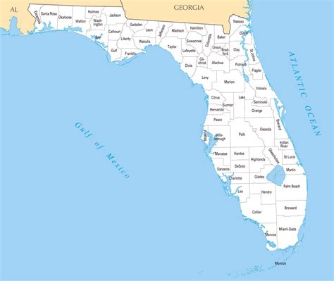 Administrative Map Of Florida State Florida State Adm