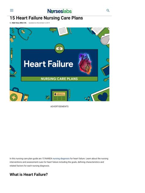 Heart Failure Nursing Care Plans 15 Nursing Diagnosis Nurseslabs