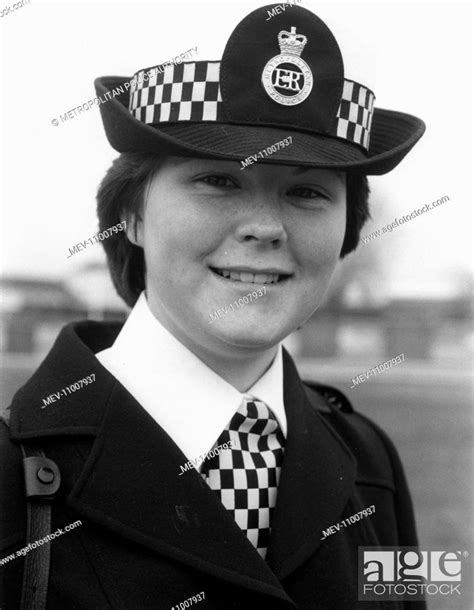 Woman Police Officer Wpc Stone On Duty In London Wearing The Surrey Uniform Introduced In