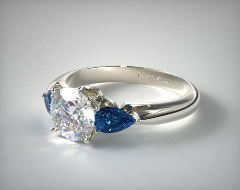 Three Stone Pear Shaped Blue Sapphire Engagement Ring Platinum 11153p