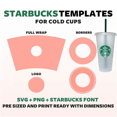 Cricut Templates Starbucks Cold Cup Dimensions Svg Starbucks Cup Template Svg Png Starbucks Full