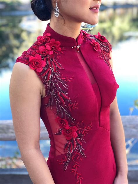 Custom Modern Red Cheongsam Cheongsam Dress Custom Qipao Chinese Custom Dress Chinese Wedding