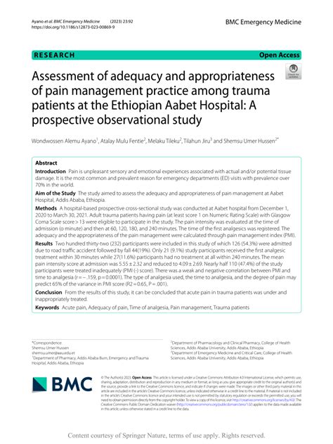 Pdf Assessment Of Adequacy And Appropriateness Of Pain Management