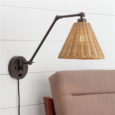 Barnes And Ivy Swing Arm Adjustable Wall Lamp With Cord Bronze Plug In