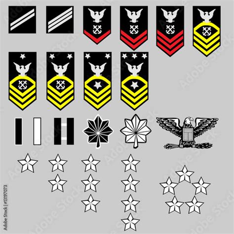 Us Navy Rank Insignia For Officers And Enlisted In Vector Stock Vector