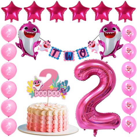 Buy Empire Party Supply Pink Baby Shark 2nd Birthday Decorations For