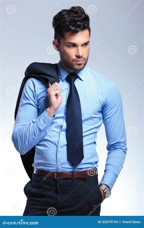 Business Man Holds Jacket On Shoulder Stock Images Image 32079154