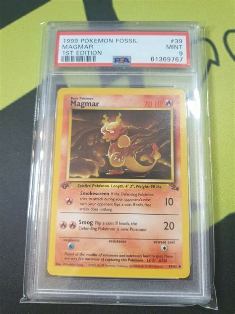 Magmar 3962 1st Edition Fossil Pokemon Card Vintage Wotc 1999 Values Mavin