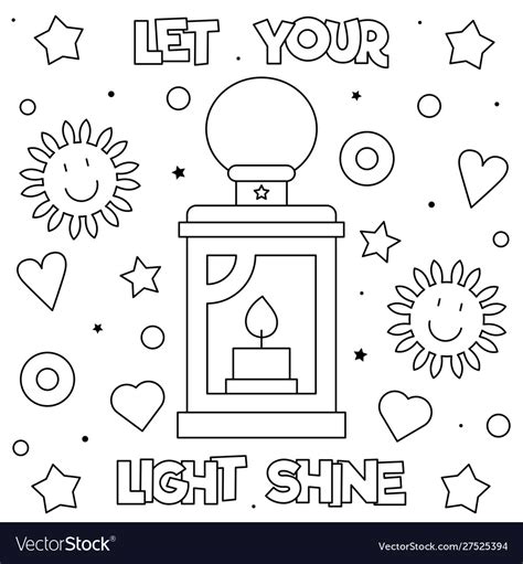 Let Your Light Shine Coloring Page Black And Vector Image