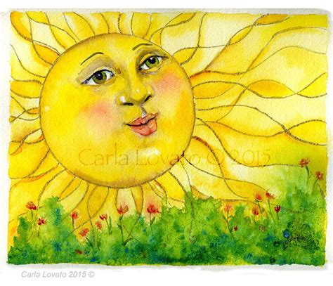 Sun Face Original Painting Watercolor Original 8 X 10 Etsy Sun