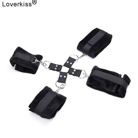 loverkiss plush ankle cuffs crossing handcuffs for sex games bdsm bondage set sex products for