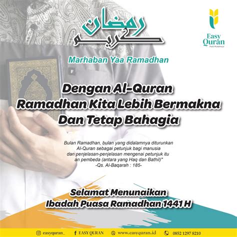 Dengan Al Quran Ramadhan Kita Tetap Bahagia Easy Quran