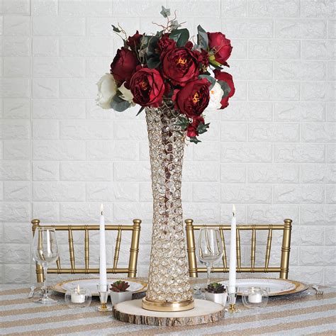 Efavormart New Elegant Tall Hurricane Beaded Crystal Vase Wedding