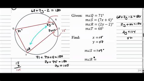 It can also be defined as the angle subtended at a point on the circle by two given points on the circle. Circles - Inscribed Quadrilaterals - YouTube