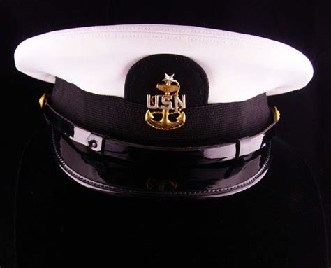 Vintage Usn Hat Us Navy White Mens Senior Chief Cover Hat Etsy Navy