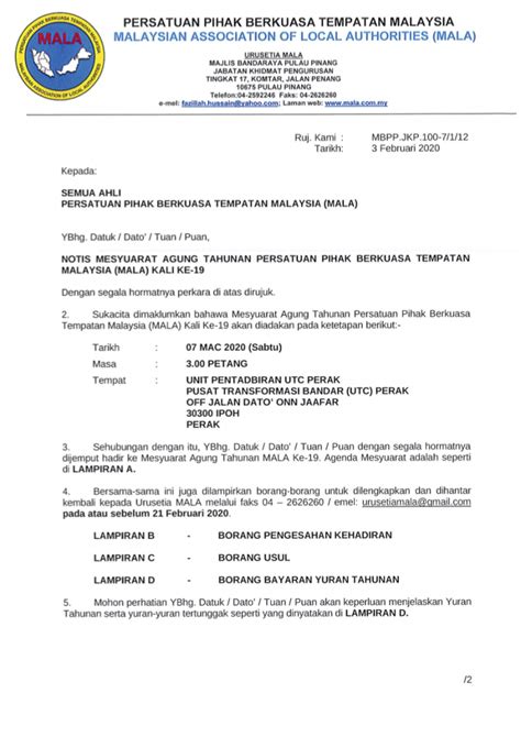 Pihak berkuasa tempatan akan menutup'rumah'itu. JEMPUTAN MESYUARAT AGUNG TAHUNAN PERSATUAN PIHAK BERKUASA ...