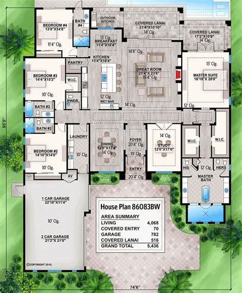 Plan BS One Level Beach House Plan With Open Concept Floor Plan