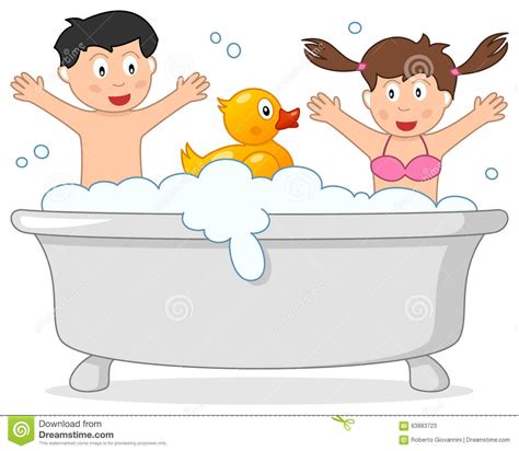 Free for commercial use no attribution required high quality images. Bath Time With Two Kids & Rubber Duck Stock Vector ...