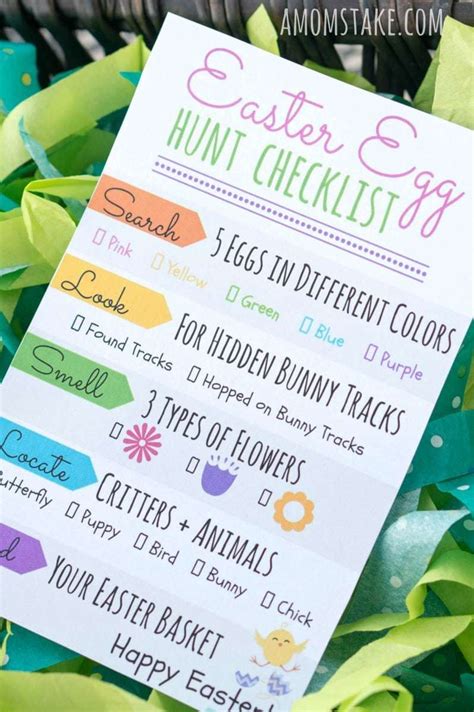 printable easter egg hunt checklist  moms