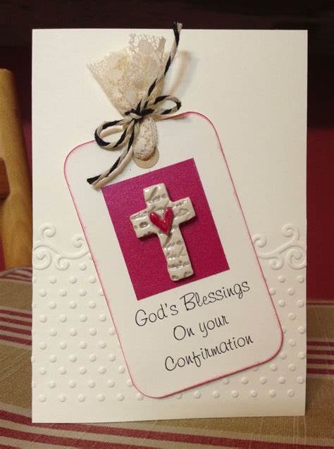 Bevs Handmade Confirmation Card With Ceramic Cross Using Lace Twine