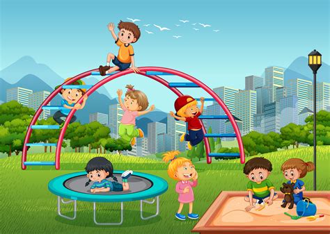 Happy Children In Playground 432570 Vector Art At Vecteezy