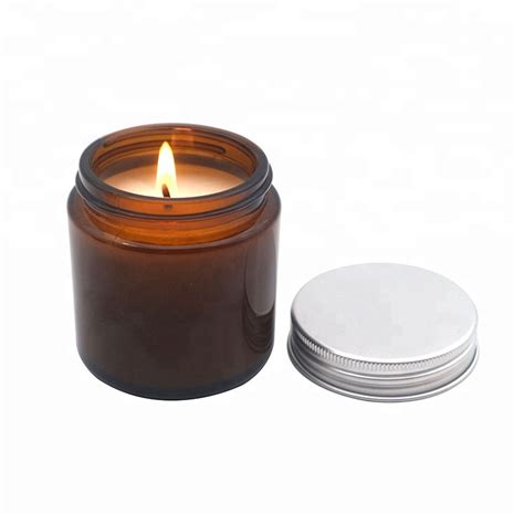 100ml Amber Glass Scented Candle Jar With Aluminum Lid High Quality Amber Glass Candle Jar