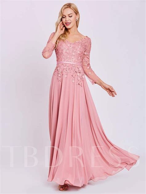 V Neck Long Sleeves Appliques A Line Evening Dress Long Sleeve Lace
