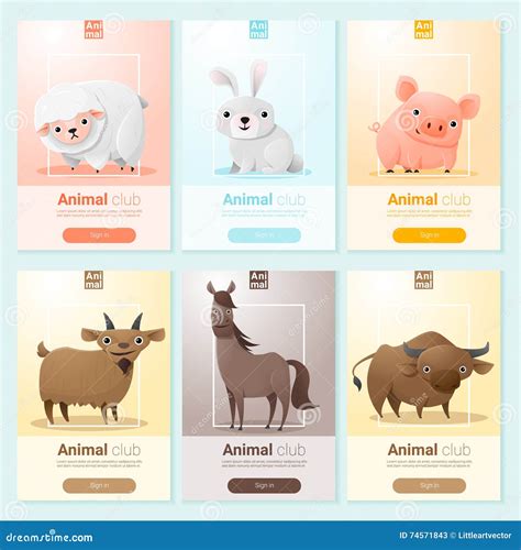 Farm Animals Banner For Web Design Stock Vector Illustration Of