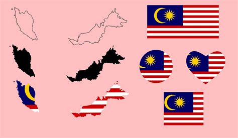 Malaysia Map Flag Icon Set 7886129 Vector Art At Vecteezy