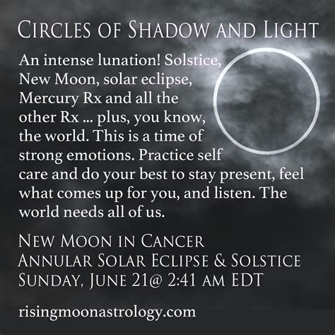 New Moon In Cancer Circles Of Shadow And Light Rising Moon Astrology