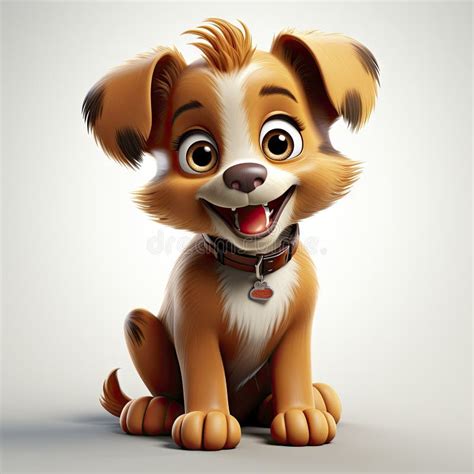 Joyful Cartoon Puppy Dog With Big Eyes Stock Illustration