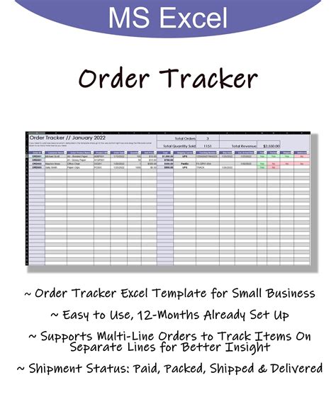 Simple Order Tracker Order Spreadsheet Ms Excel Order Etsy