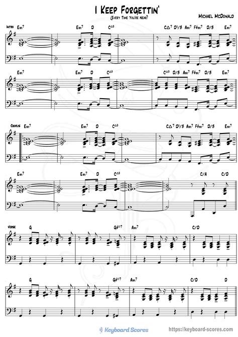 I Keep Forgettin Michael Mcdonald Score For Piano Music Sheet