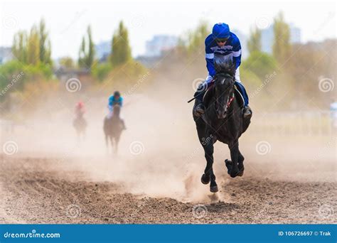 Jockey On A Horse Racing On Race Track Editorial Photography Image Of