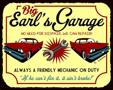 Big Earls Garage Vintage Metal Tin Garage Sign Big Earls Garage