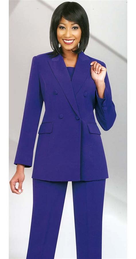 Ben Marc Executive Purple Double Breasted Pant Suit Uniform For Women Pant Suits For