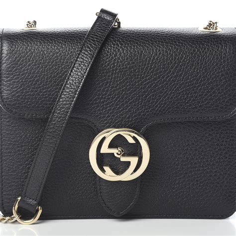 Gucci Dollar Calfskin Small Interlocking G Shoulder Bag Black 592474