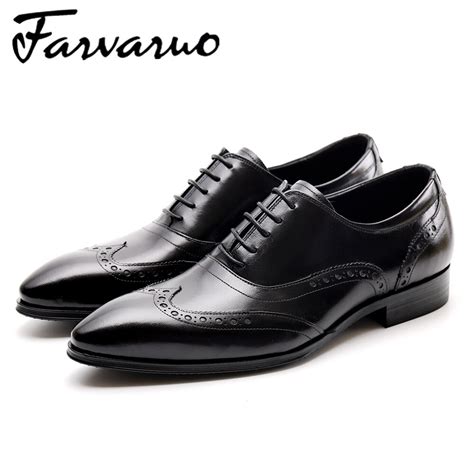 Farvarwo Wedding Dress Shoes Men Oxford Shoes Men Genuine Leather
