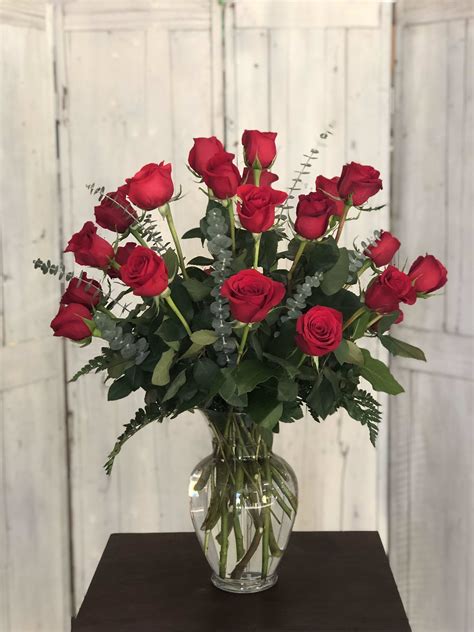 24 Red Roses With Greenery In Waldorf Md Country Florist