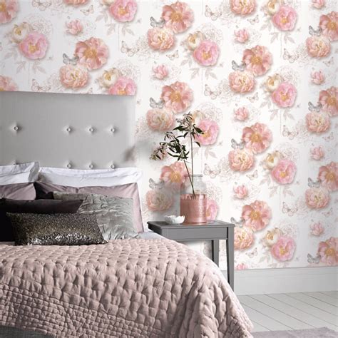 Arthouse Flower Garden Blush Glitter Wallpaper Arthouse Wallpaper